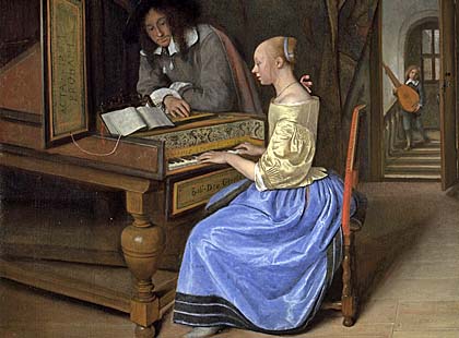 Jan Steen, A Young Woman playing a Harpsichord to a Young Man (probably 1659).jpg